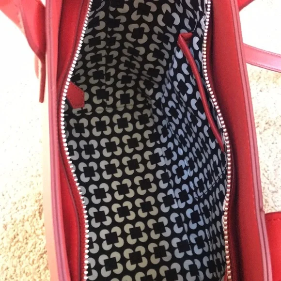 Vera Bradley dark orangish red faux leather zippered satchel. - Picture 6 of 12